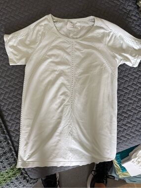Athleta White Perforated Performance Tee